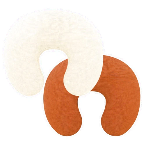 Pro Goleem Muslin Nursing Pillow Cover, 100% Cotton Soft Breathable Feeding Pillow Slipcover for Breastfeeding Moms, Fits Standard Infant Nursing Pillow, for Boys and Girls, 2 Pack (Brown＆Beige)