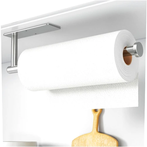 Niffgaff Paper Towel Holder - Self-Adhesive or Drilling, Brushed Nickel Wall Mounted Paper Towel Rack for Kitchen, SUS304 Stainless Steel Kitchen Roll Holder Under Cabinet