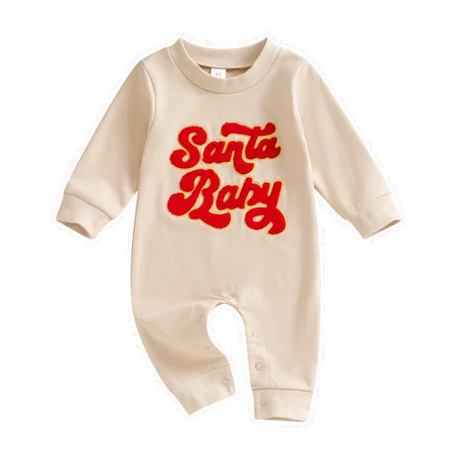 FYBITBO Infant Baby Boy Girl Clothing Santa Long Sleeve Jumpsuit Romper Newborn First Christmas Outfit One Piece Clothes