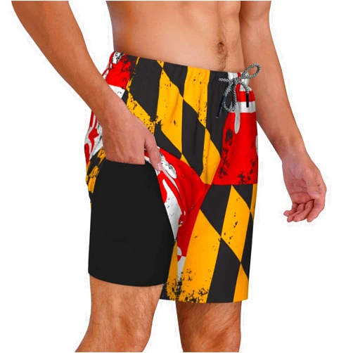 feelacle Mens Swim Trunks 9 Inch Inseam Board Shorts Beach Swimwear Bathing Suit with Compression Liner and Pockets