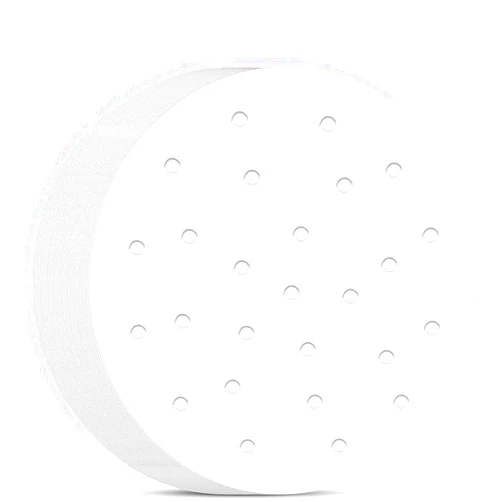 Chmentnanza Air Fryer Disposable Paper Liner, 100 Pcs White Round with Holes Natural Parchment Paper Non-Stick, Air Fryer Liners Cooking Paper, Baking Roasting Microwave Frying Pan