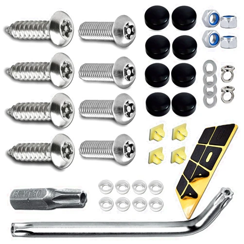HAOBO Anti Theft License Plate Screws, Anti Theft License Plate Frame Bolts Tamper Resistant Fasteners, Stainless Steel License Plate Screws, 1/4