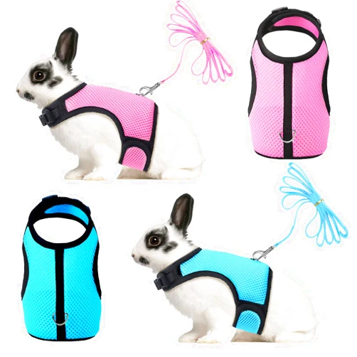 SATINIOR 2 Pieces Bunny Rabbit Harness with Leash Cute Adjustable Buckle Breathable Mesh Vest for Kitten Puppy Small Pets Animal Walking Accessories