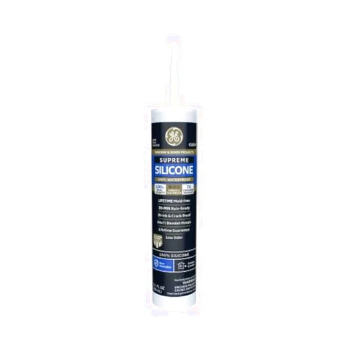 GE Supreme Silicone Caulk for Window & Door - 100% Waterproof Silicone Sealant, 7X Stronger Adhesion, Freeze & Sun Proof - 2.8 fl oz Tube, Clear, 12 Pack