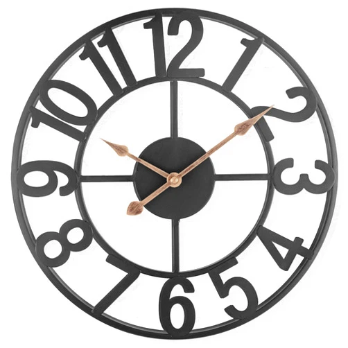 BEW 14 Inch Farmhouse Wall Clocks for Living Room Decor, Silent Analog Battery Operated Wall Clock, Modern Round Black Rustic Decorative Wall Clock Indoor Outdoor