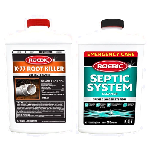 Roebic K-77 Root Killer for Sewer and Septic Systems, Clears Pipes and Stops New Growth, Safe for All Plumbing & K-57-Q Septic System Cleaner, 32 Ounces