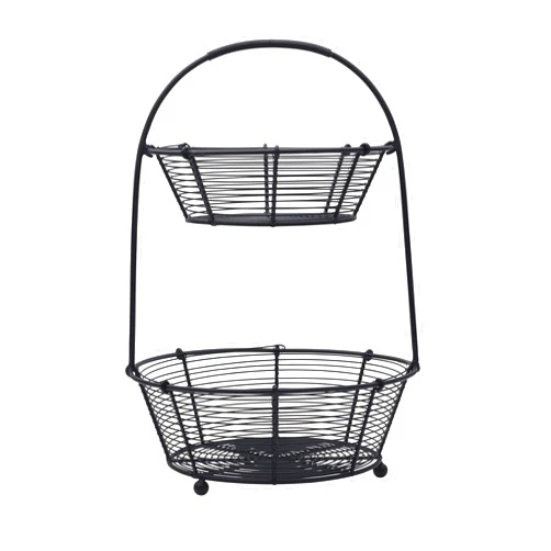 Gourmet Basics by Mikasa Tulsa Fruit Metal Storage Basket, 2-Tier, Black