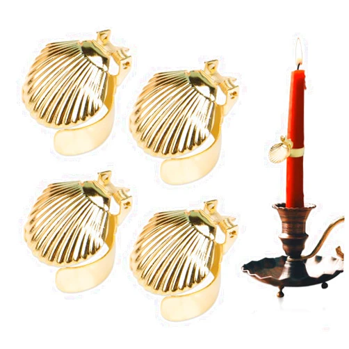 ZORZA Automatic Candle Snuffer,Safety Candle Wick Snuffer Metal Gold Candle Extinguisher Clip Scallop Shaped,Ideal for Putting Out Candle Flame Wick,4 Pcs Set