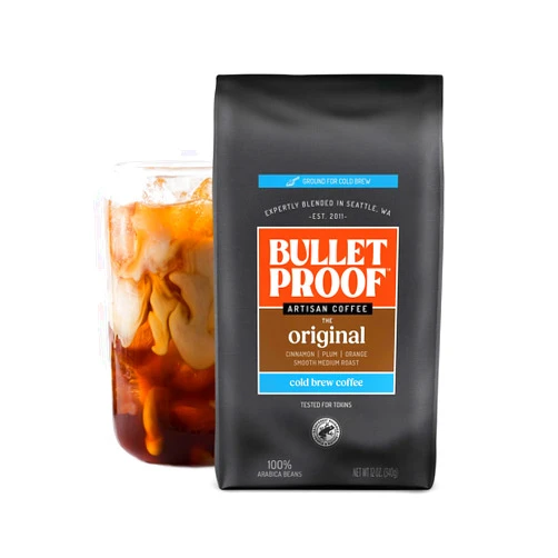 Bulletproof Original Cold Brew Coffee, Medium Roast Coarse Ground, Clean and Tested for Toxins, Smooth Artisan Coffee for Cold Brew Iced Coffee, 12 oz