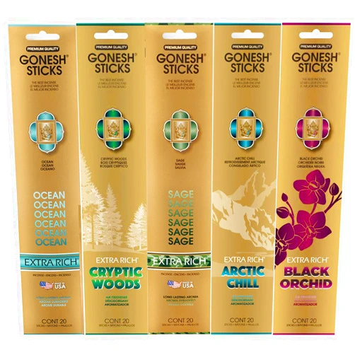 Gonesh Extra Rich Collection Incense Gonesh Incense Extra Rich Collection Variety Pack, 5 Packs, 20 Sticks Each