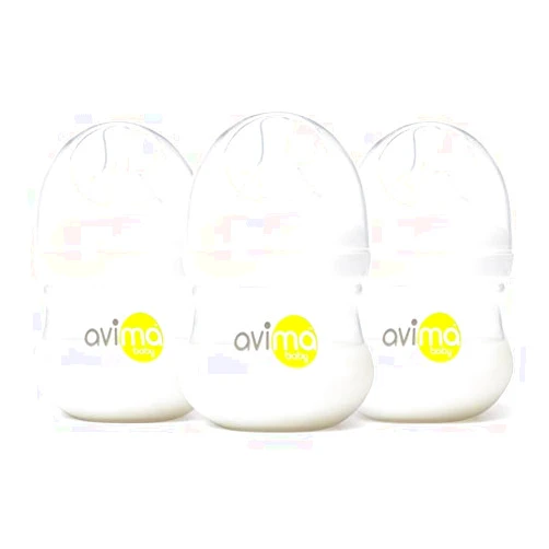 Avima 4 oz Anti Colic Newborn Baby Bottles, BPA Free, Wide Neck with Slow Flow Nipples (Set of 3)