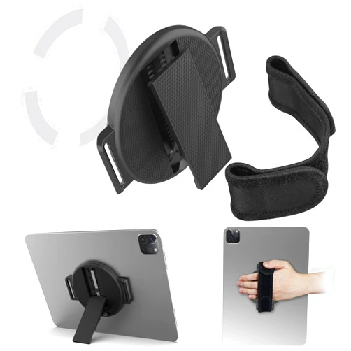 VGGNUU Tablet Stand with Hand Strap - Universal Tablet Hand Strap Holder & Loop Fastening Handle Grip with Velcro Adjustable Length for iPad Pro 9-11 Inch iPad Mini 6/7 Samsung Tablets