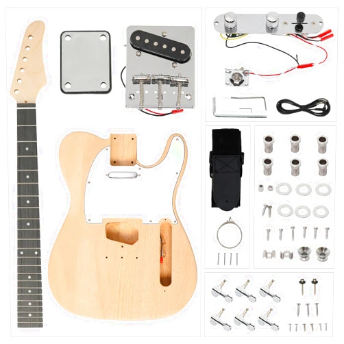 Generic DIY 6 String TL Style Electric Guitar Kits with Mahogany Body, Maple Neck and Accessories