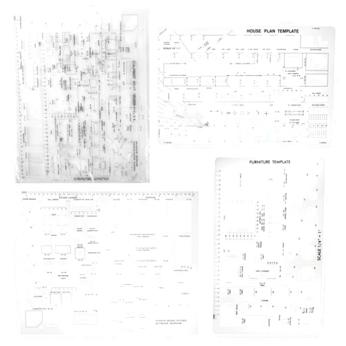 ALLWIN Drafting Tools and Ruler Shapes for Architecture - Set of 3 for House Plan Furniture Kitchen, Building, Interior Design