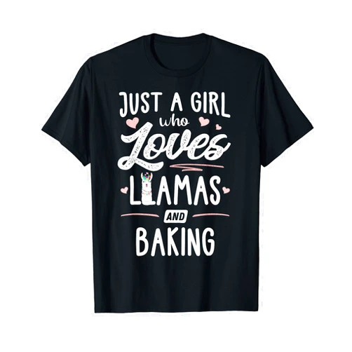 Llamas Memme Just A Girl Who Loves Llamas And Baking Llama Gift T-Shirt