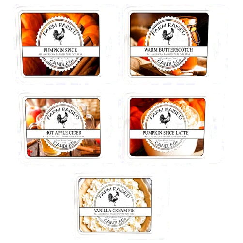 Farm Raised Candles Pumpkin Patch Soy Variety Wax Melts, 16 oz (5-Pack, 3 oz Each) - Made in The USA - Pumpkin Spice, Fall Scents, Soy Farm Raised Candles - Wax Cubes - Candle Warmer Melts.