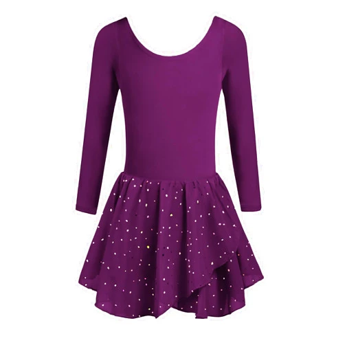 Zaclotre Girls Long Sleeve Dance Dress Glitter Ballet Skirted Leotard Ballerina Outfit