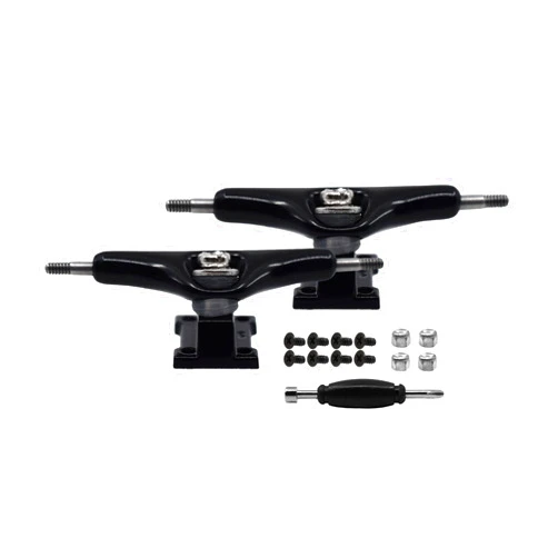 Teak Tuning Prodigy Swerve Fingerboard Trucks, Black Colorway - 32mm Wide - Inverted Kingpin - Professional Shape, Appearance & Components