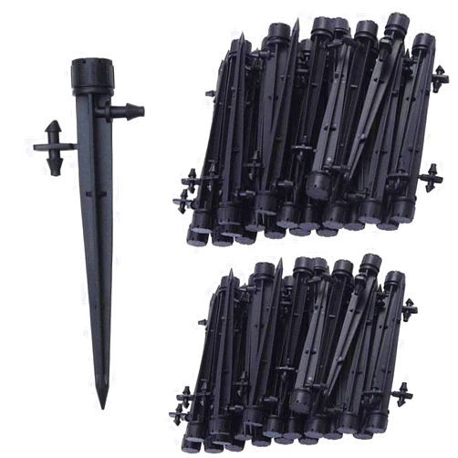 Kalolary 100 Pcs Irrigation System Drippers, 360 Degree Adjustable Irrigation Drip Emitters with Connector for 4mm/7mm Tube, Water Flow Irrigation Drippers Sprinklers for Flower Bed, Garden, Lawn
