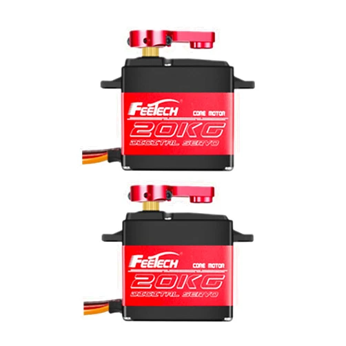 FEETECH 2Pack 20KG High Torque RC Servo, Servo Motor 7.4V Waterproof Digital Servo High Torque Full Metal Gear, Aluminium Case, Control Angle 180° for 1/8 1/10 RC Cars, TRAXXS x4, Baja, RC4WD, GTR and More
