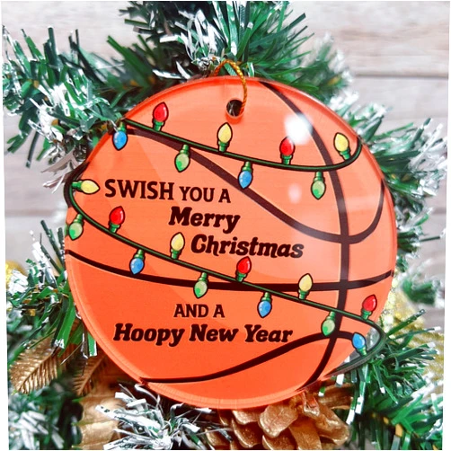 BEETHIS Basketball Swish You A Merry Christmas Ornament 2024, Athlete College Basketball Player, Sports Kids Ornament, Gifts for Basketball Coach, Fans, Son, Girl, Boy, Unique Keepsake Flat Acrylic