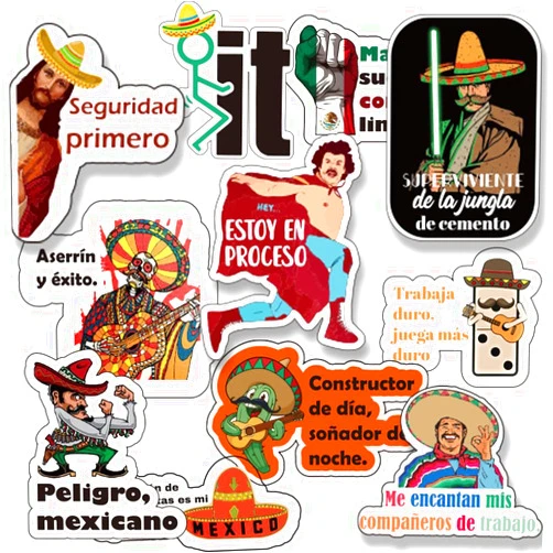 1step2dream Spanish Hardhat Sticker Set - Vinyl Mexican Decals for Tools, Funny Design for Helmet, and Water Bottle Decals - Ideal for Men, Adults, Ironworkers, Linemen, Oilfield Workers, and Electricians