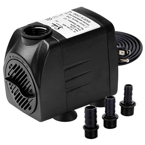 Simple Deluxe 400 GPH Submersible Water Pump with Adjustable Intake, 30W durable fountain water pump for Fish Tank, Hydroponics, Fountains, Ponds, Aquariums Black