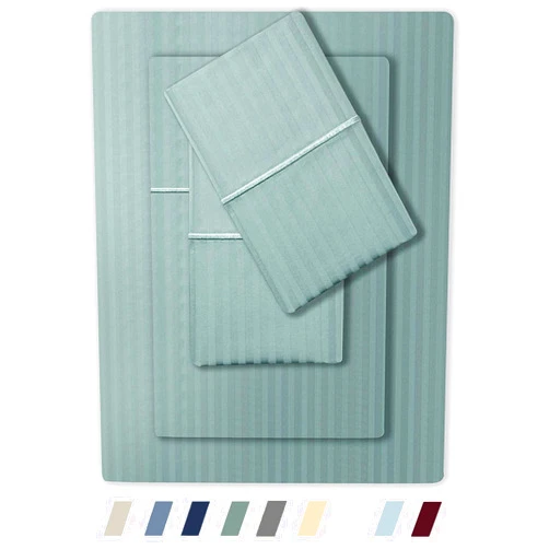 FEATHER & STITCH NEW YORK Feather & Stitch 500 TC Sateen Weave King Size 4 Pc Sheet Set with 2 Extra Pillow Cases King Size (Granite Green)
