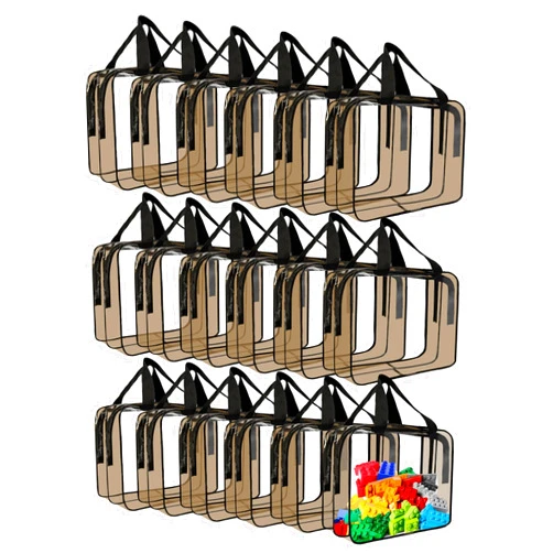 Arganrro Double-Layered Large Toy Storage Bags, Reusable Clear PVC Board Game Storage, Travel Waterproof Organizer Bags with Zipper for Building Blocks, Puzzle