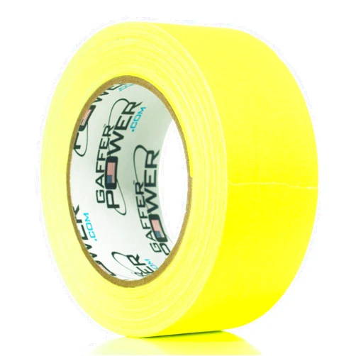 Gaffer Power Real Professional Grade Gaffer Tape, Made in The USA, Yellow Fluorescent 2 Inches by 30 Yards, UV Blacklight Reactive Fluorescent Heavy, Non-Reflective