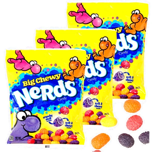 The Hampton Candy Company NERDS Big Chewy Candy, 6 Ounce Pouches (Pack of 3), 18oz Candy