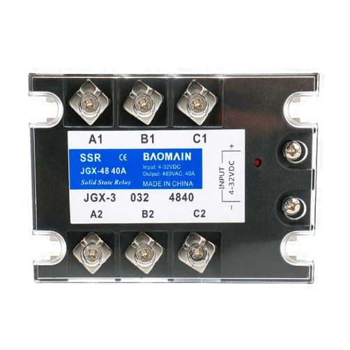 Baomain 3 Phase Solid State Relay JGX-3340A 4-32 VDC Input 480VAC 40 Amp Output DC/AC