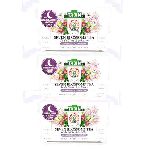 Tadin Herbal Tea Siete Azahares / Seven Blossoms. Calming, Soothing & Caffeine Free Blend. 24 Bags. 1.01 Oz - Pack of 3