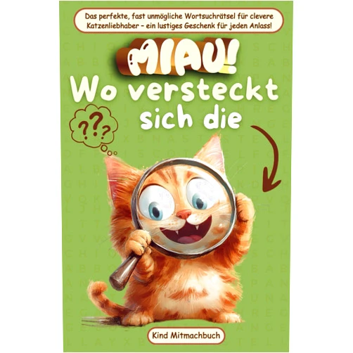 German Edition by Kind Mitmachbuch (Author) Miau! Wo versteckt sich die Katze? Ein fast unmögliches Wortsuchrätsel, das Katzenfans herausfordert – das ideale Geschenk für clevere Köpfe und ... zu jedem Anlass! (German Edition)