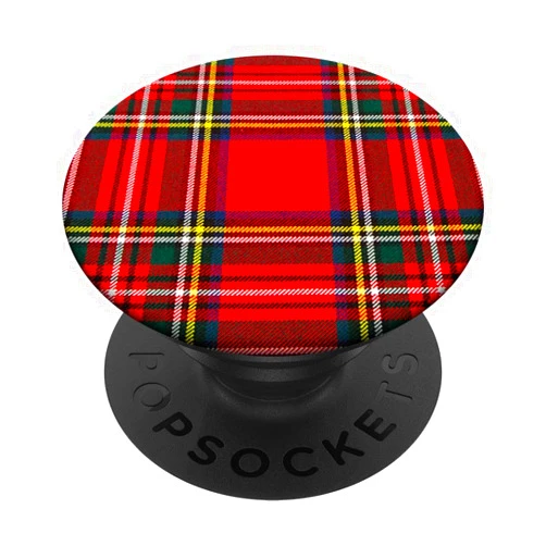 Red Scottish Plaid Pattern Trendy Stripes Plaid Fabric Shawl PopSockets PopGrip: Swappable Grip for Phones & Tablets PopSockets Standard PopGrip