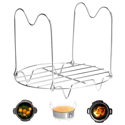 Createy Steamer Rack Trivet with Handles Compatible with Instant Pot Accessories 6 Qt 8 Quart, Pressure Cooker Trivet Wire Steam Rack, Great for Lifting out Whatever Delicious Meats & Veggies You Cook