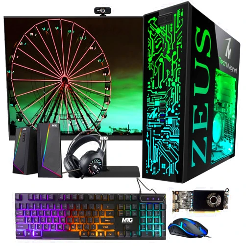 TechMagnet Gaming Desktop PC, Intel i5 6th Gen, Zeus Pro 6, RX 550, 16GB RAM, 512GB SSD + 2TB HDD, 22 Inch Monitor, RGB Keyboard Mouse, Speaker, Headphone, Webcam, Win 10 Pro (Renewed)