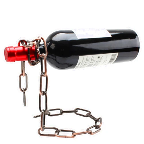 TBWHL Novelty Magic Wine Bottle Holder Floating Steel Link Chain Wine Bottle Rack/Holder - Holds Bottles in The Air (Brown)