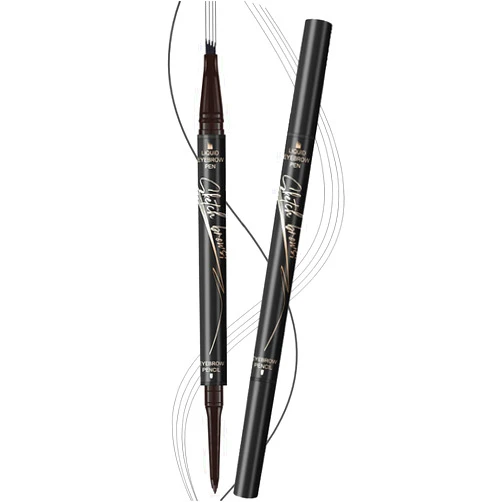 GGUP Microblading Eyebrow Pencil,Brow Pencil 2-in-1 Dual-headed Eyebrow Pen with 4-Prong Micro-Fork-Tip Applicator and Precise Brush-Tip Create Natural-Looking Brows, Stay on All Day, Black…