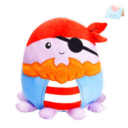 BSTAOFY Pirate Octopus Plush Pillow Cute and Soft Octopus Stuffed Animal Hugging Pillow Sea Animal Plush Toys Birthday Valentines Gifts for Kids Boys Girls,12”