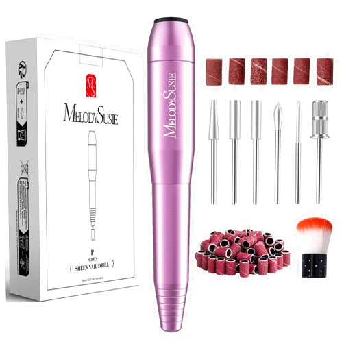 MelodySusie Electric Nail Drill Machine,PC120I Portable Electric Nail File Efile Set for Acrylic Gel Nails, Manicure Pedicure Tool with Nail Drill Bits Sanding Bands Dust Brush (Purple)
