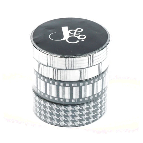 Collins Jumble and Co Yippee Stationery Washi Tape - Black & White (Set of 3) Checks Black and White Checks Pack of 3