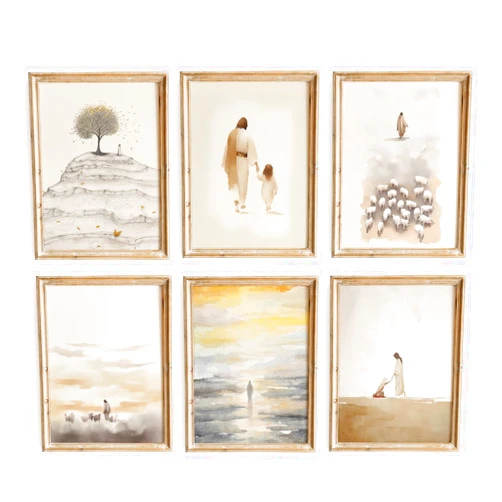 ESSEN Life Christian Wall Art Set of 6, Jesus Wall Decor, Bible Stories Scripture Wall Art, Christian Wall Decor, Christian Home Decor, Christian Gifts for Women (8
