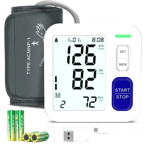 AQESO Upper Arm Blood Pressure Monitor - Large BP Cuff 9-17 Inches, Automatic Digital BP Machine for Home Use with Backlit LCD, Dual-User Mode, Pulse Rate Meter, 3-Color Hypertation Indicator
