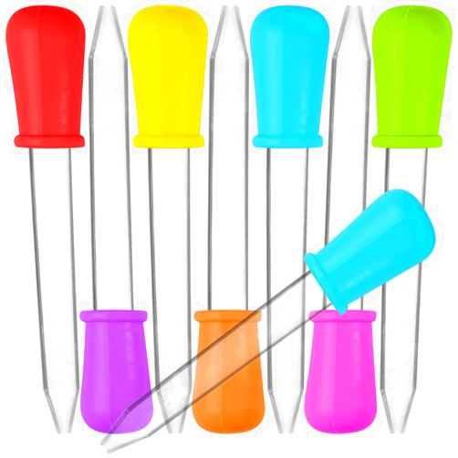 SENHAI 8 Pcs Liquid Droppers, SENHAI Silicone and Plastic Pipettes Transfer Eyedropper with Bulb Tip for Candy Oil Kitchen Kids Gummy Making - 7 Colors