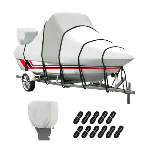 VINPATIO Center Console Boat Cover, 900D Waterproof Heavy Duty Boat Cover for CC Boat with Motor Cover, Marine Grade Oxford UV Resistant Trailerable Boat Cover 20-22 ft, Beam Width up to 106