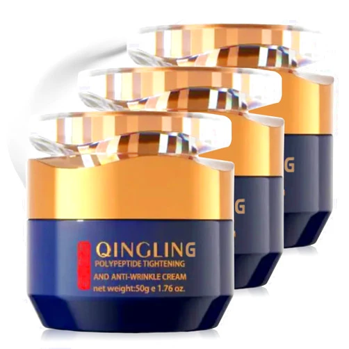 Plutarn Qingling Crema Para Arrugas, Qingling Face Cream, Qingling Wrinkle Removal Cream, Polypeptide Tightening and Anti Wrinkle Cream, Anti Aging Moisturizer for Firming Face (3pcs)