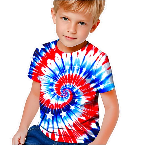 RPWZRCB Kids Tie Dye Shirts for Boys Girls Outfit Clothes 6-16 Years Children Hippies Short Sleeve Tees Tie-Dye T Shirt
