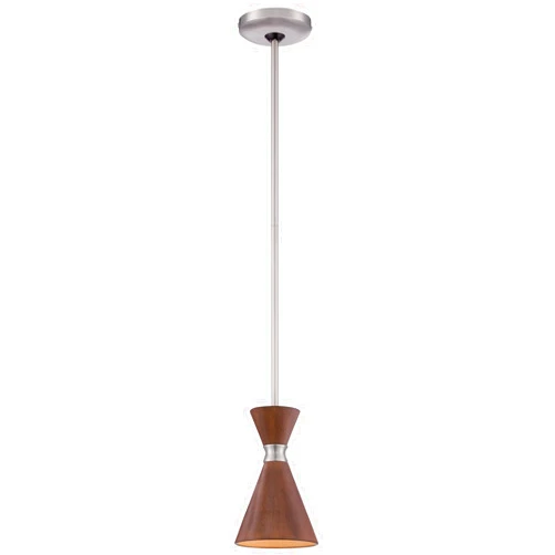 GEORGE KOVACS P1821-651 Conic Mini Pendant, 1-Light, 100 Total Watts, 9.38-in H x 5.5-in W, Distressed Koa