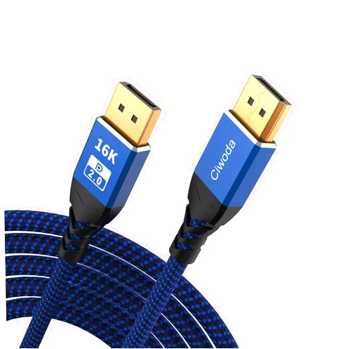 Ciwoda DisplayPort 2.1 Cable 10ft, Nylon Braided 16K DP 2.0 Cable Support 80Gbps, 16K@60Hz, 8K@120Hz, 4K@165Hz 240Hz, Dynamic HDR for Gaming Monitor, TV